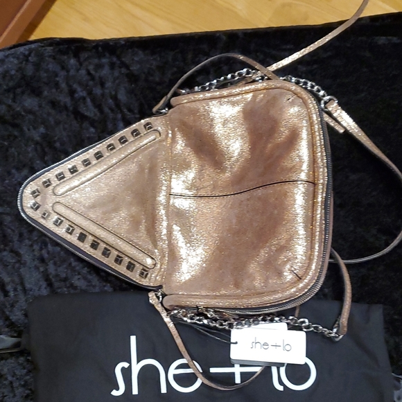 She+Lo Crossbody Rose Glitter Purse with Studs - Picture 11 of 11